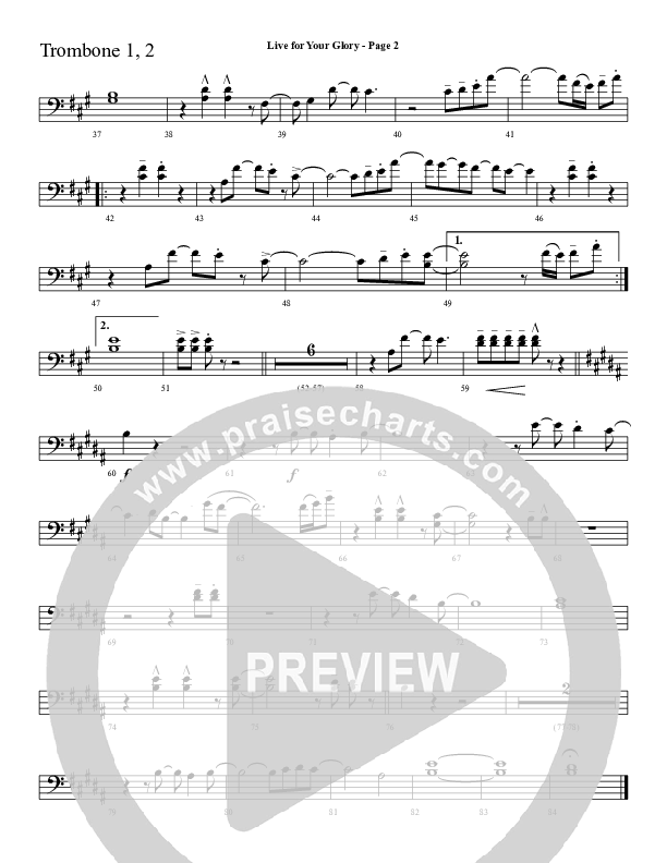 Live For Your Glory Trombone 1/2 (Sherwood Worship)