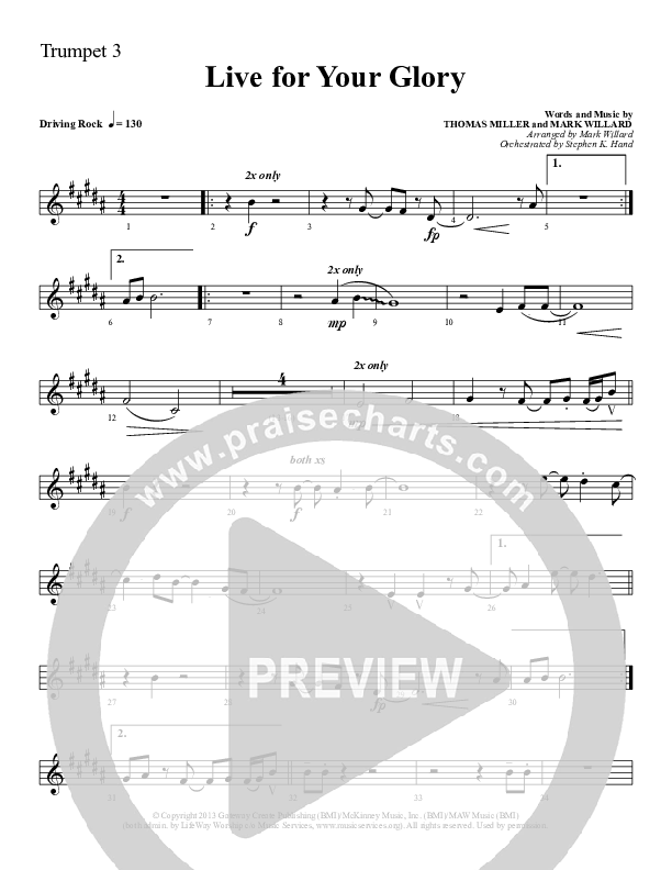 Live For Your Glory Trumpet 3 (Sherwood Worship)