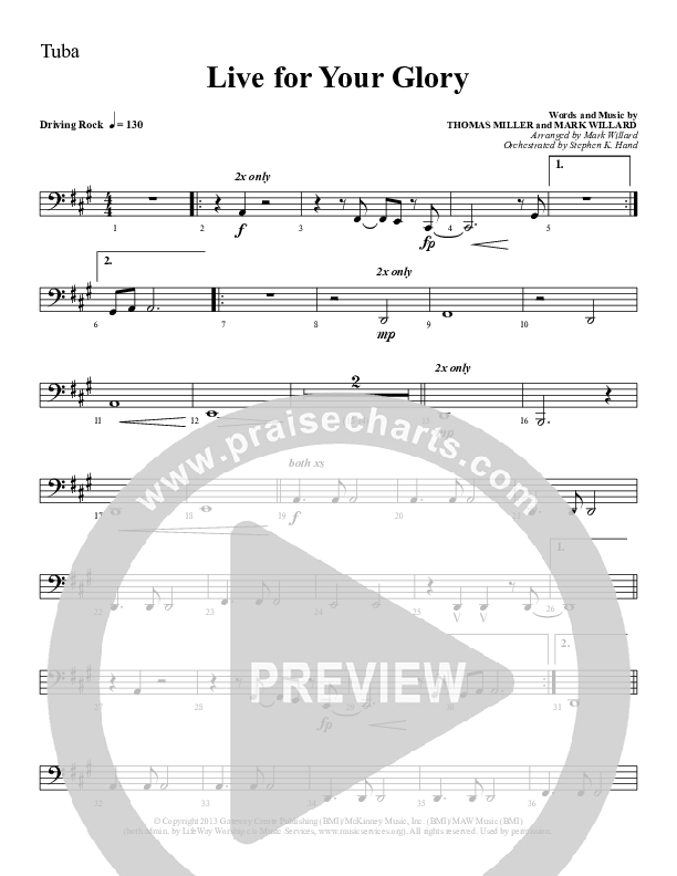 Live For Your Glory Tuba (Sherwood Worship)