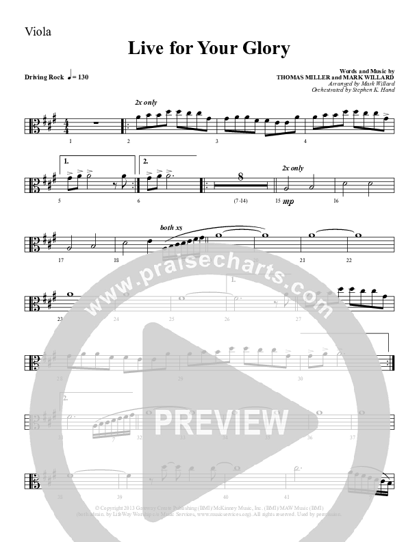 Live For Your Glory Viola (Sherwood Worship)