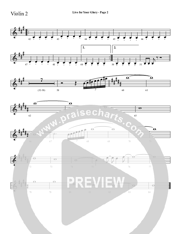 Live For Your Glory Violin 2 (Sherwood Worship)