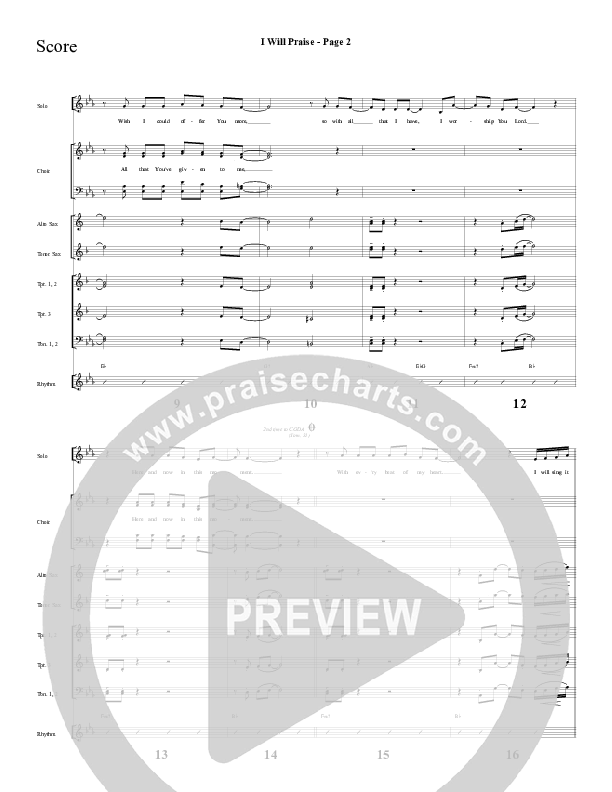 I Will Praise Conductor's Score (Sherwood Worship)