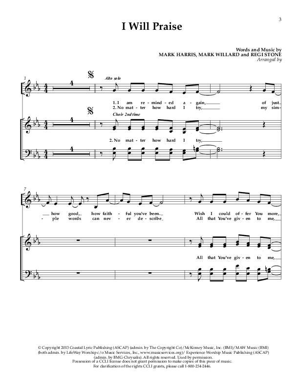 I Will Praise Piano/Vocal (Sherwood Worship)