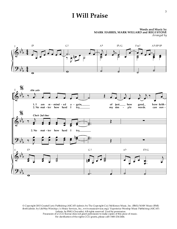 I Will Praise Piano/Vocal (Sherwood Worship)