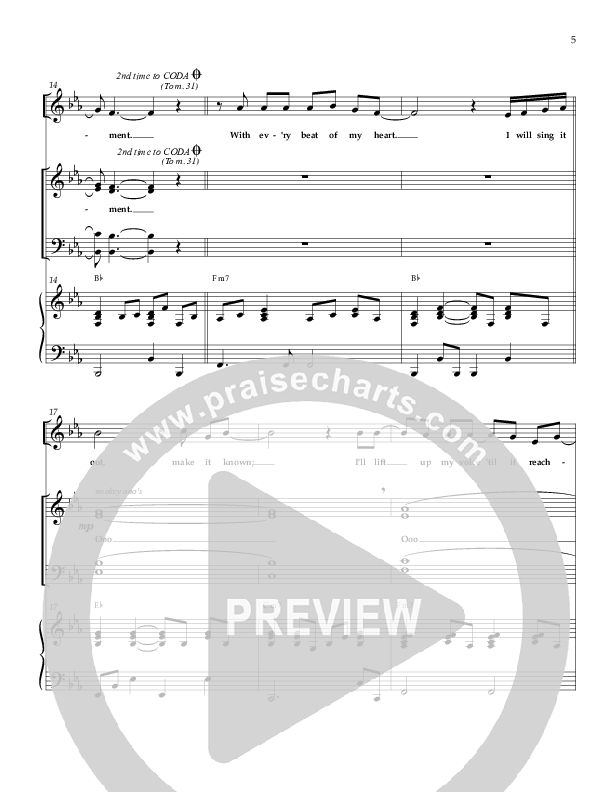 I Will Praise Piano/Vocal (SATB) (Sherwood Worship)