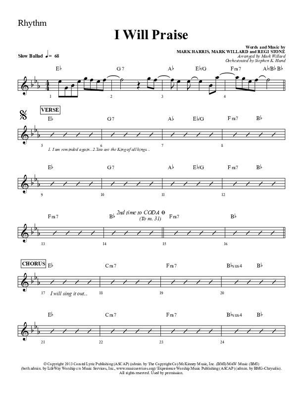 I Will Praise Rhythm Chart (Sherwood Worship)