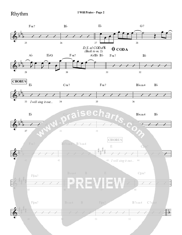 I Will Praise Rhythm Chart (Sherwood Worship)
