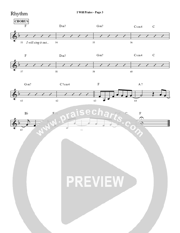 I Will Praise Rhythm Chart (Sherwood Worship)