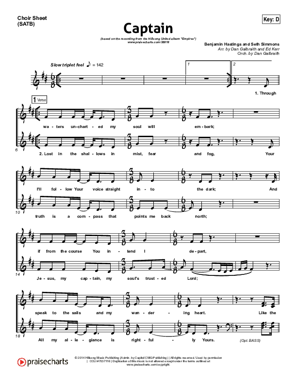 Captain Choir Sheet (SATB) (Hillsong UNITED)