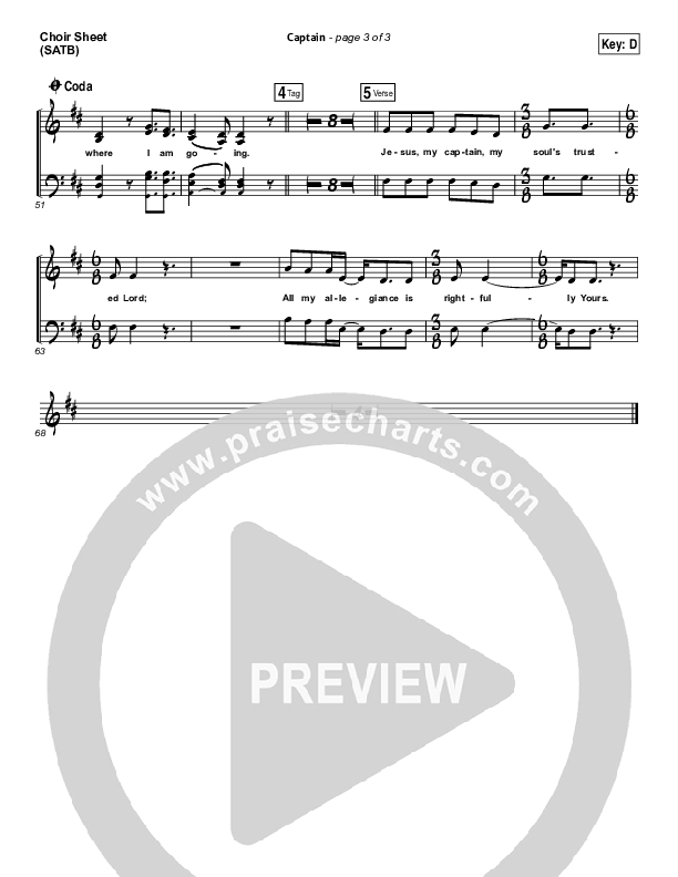 Captain Choir Sheet (SATB) (Hillsong UNITED)