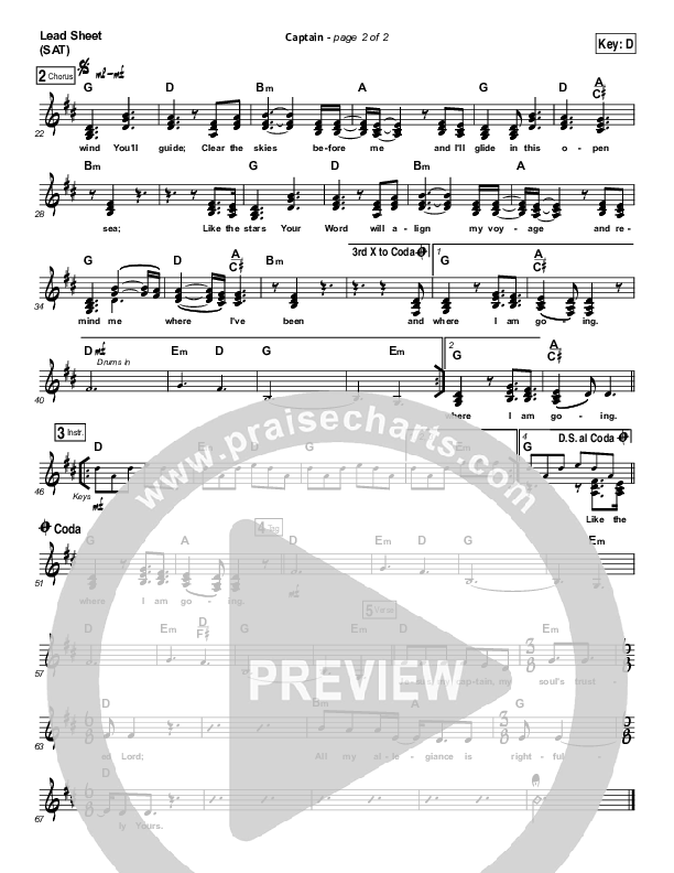 Captain Lead Sheet (SAT) (Hillsong UNITED)