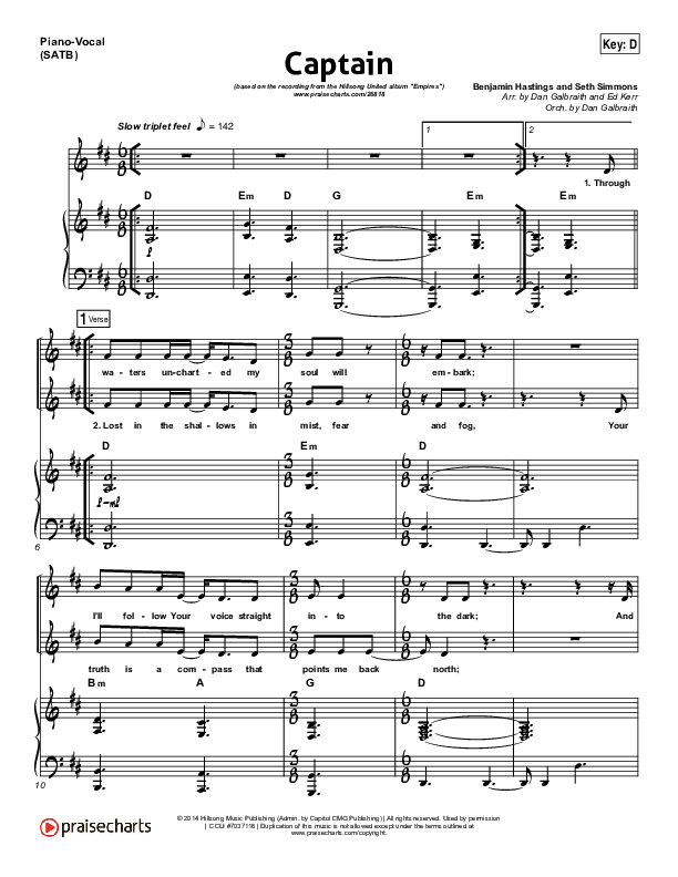 Captain Piano/Vocal (SATB) (Hillsong UNITED)