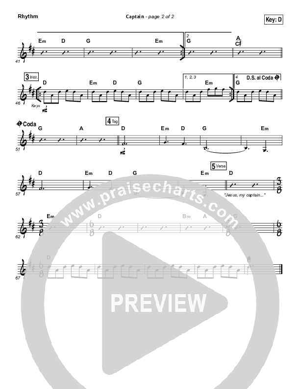 Captain Rhythm Chart (Hillsong UNITED)