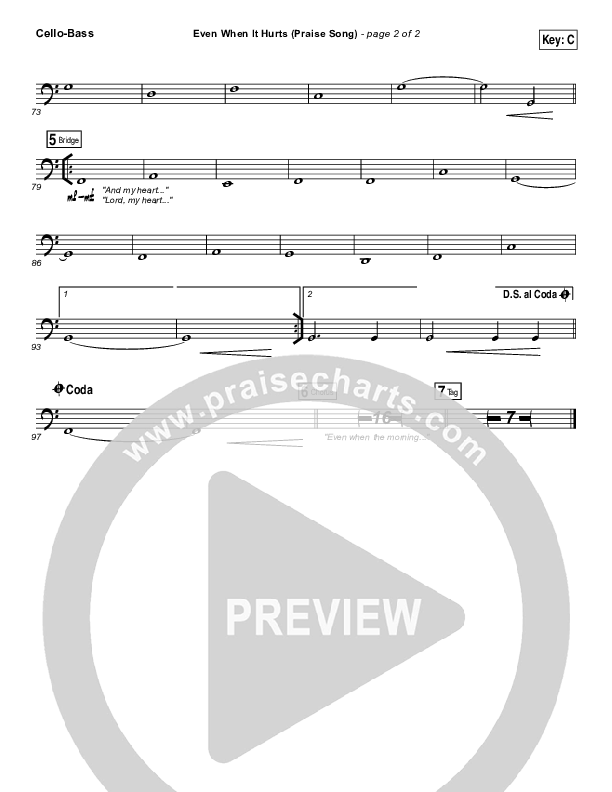 Even When It Hurts (Praise Song) Cello/Bass (Hillsong UNITED)