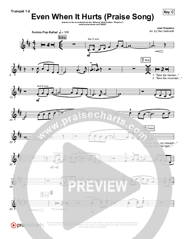 Even When It Hurts (Praise Song) Trumpet 1,2 (Hillsong UNITED)