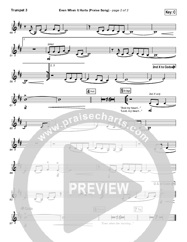 Even When It Hurts (Praise Song) Trumpet 3 (Hillsong UNITED)