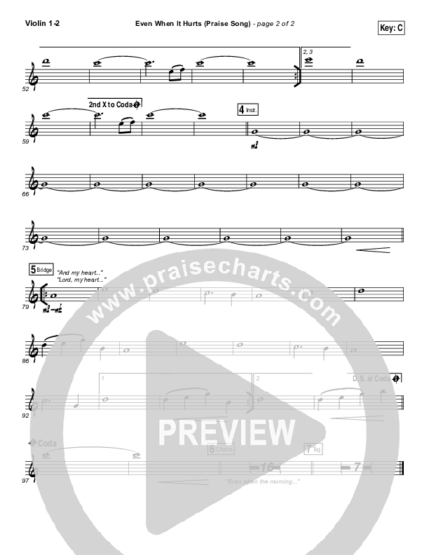 Even When It Hurts (Praise Song) Violin 1/2 (Hillsong UNITED)