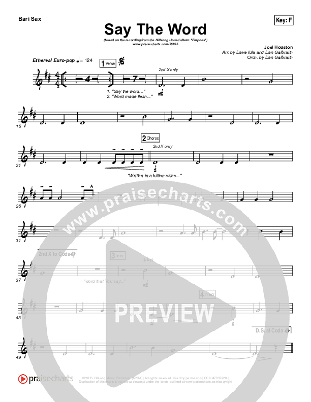 Say The Word Bari Sax (Hillsong UNITED)