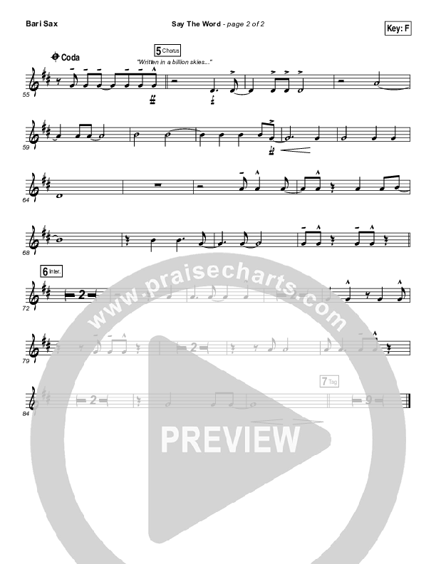Say The Word Bari Sax (Hillsong UNITED)