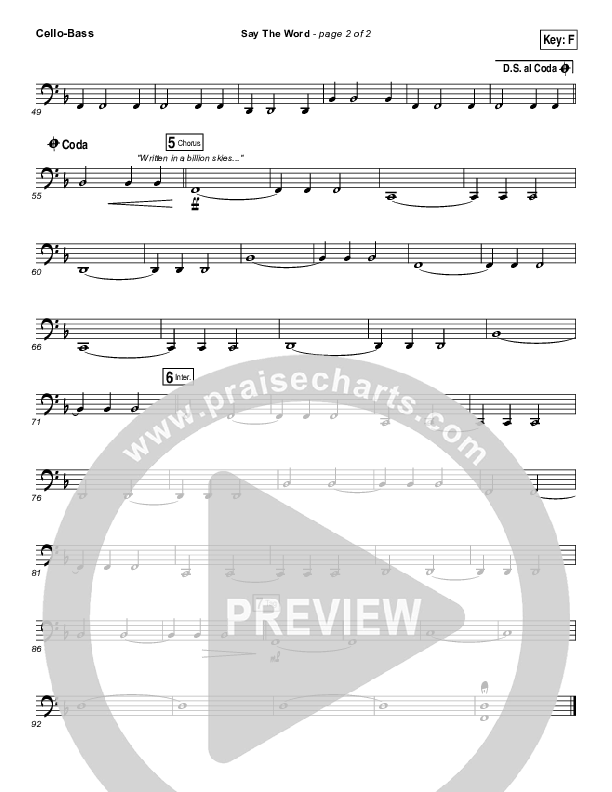 Say The Word Cello/Bass (Hillsong UNITED)