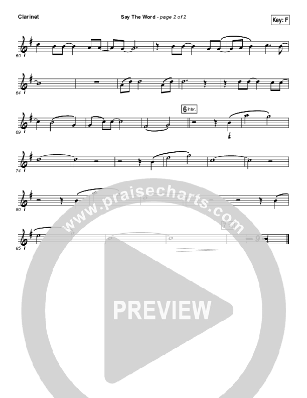 Say The Word Clarinet (Hillsong UNITED)