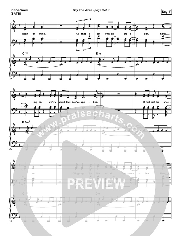 Say The Word Piano/Vocal (SATB) (Hillsong UNITED)