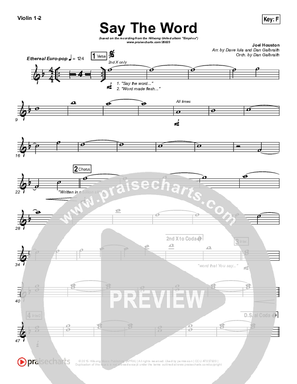 Say The Word Violin 1/2 (Hillsong UNITED)