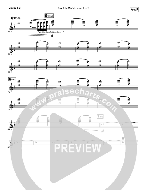 Say The Word Violin 1/2 (Hillsong UNITED)