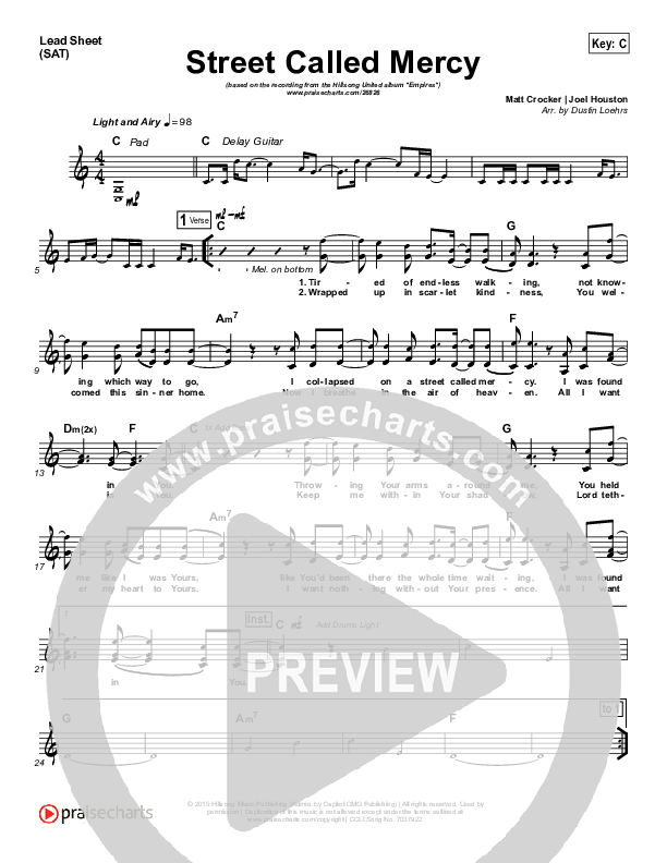 Street Called Mercy Lead (SAT) (Hillsong UNITED)