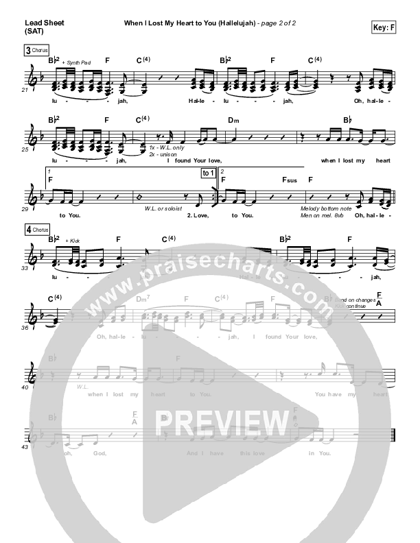 When I Lost My Heart To You (Hallelujah) Lead (SAT) (Hillsong UNITED)