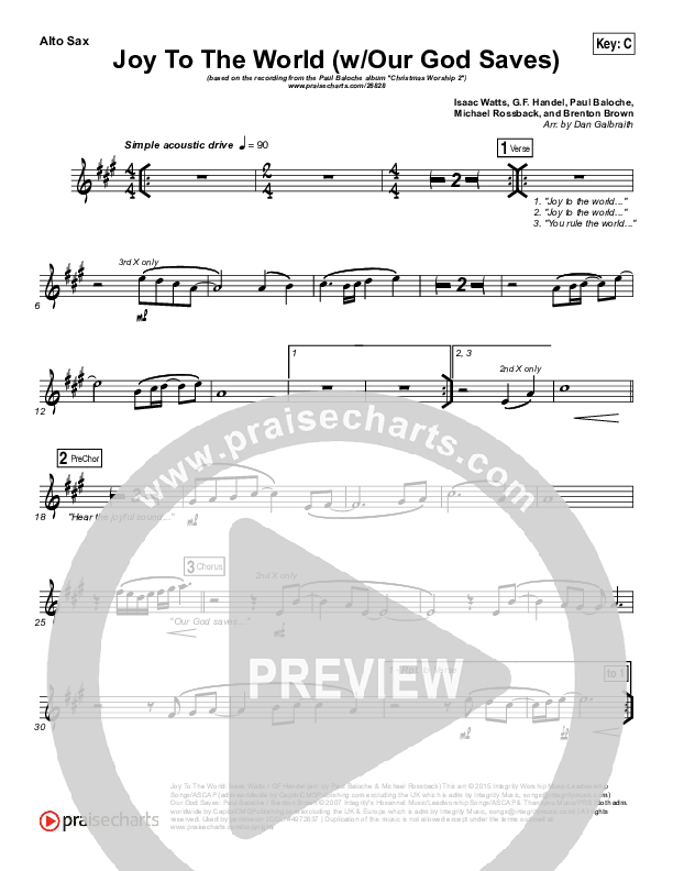 Joy To The World (Our God Saves) Alto Sax (Paul Baloche)