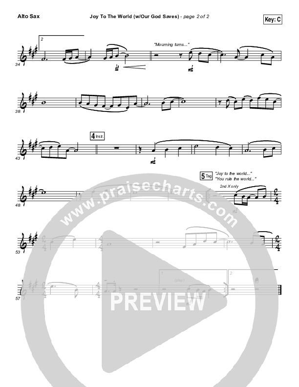 Joy To The World (Our God Saves) Alto Sax (Paul Baloche)