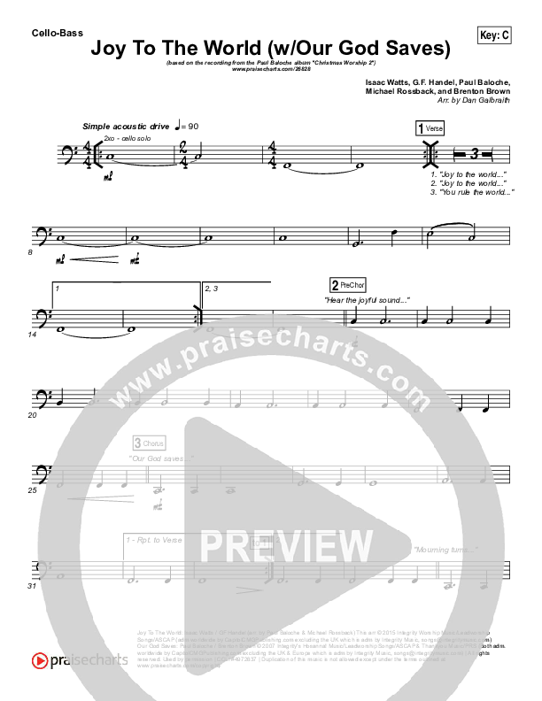 Joy To The World (Our God Saves) Cello/Bass (Paul Baloche)