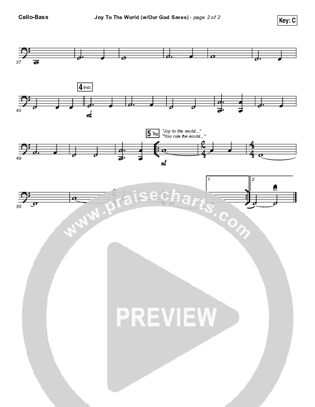 Joy To The World (Our God Saves) Cello/Bass (Paul Baloche)