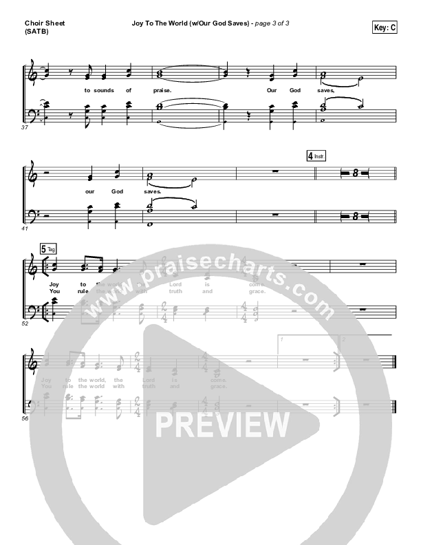 Joy To The World (Our God Saves) Choir Sheet (SATB) (Paul Baloche)