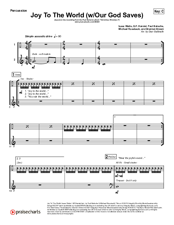 Joy To The World (Our God Saves) Percussion (Paul Baloche)
