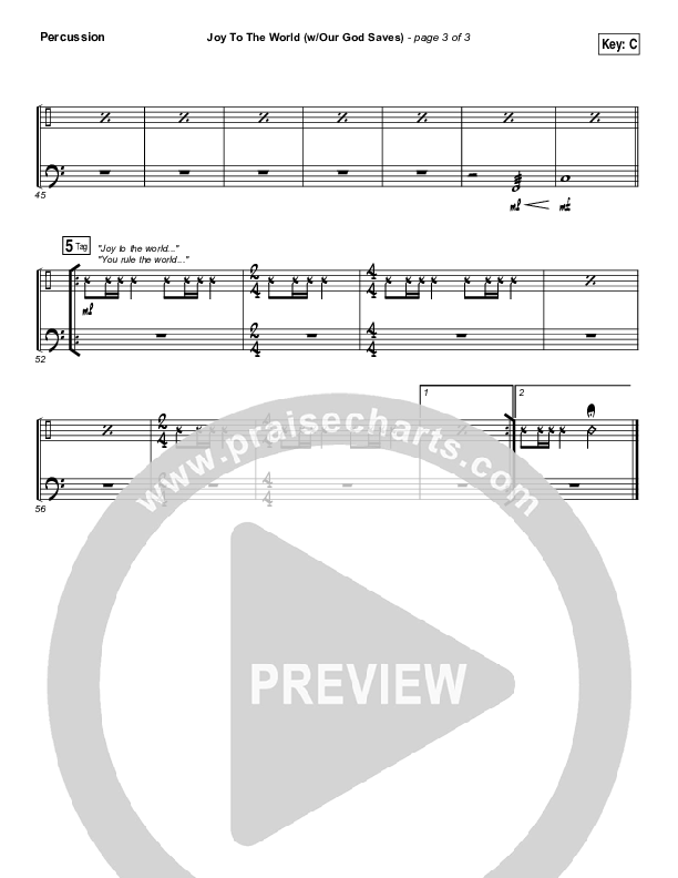 Joy To The World (Our God Saves) Percussion (Paul Baloche)