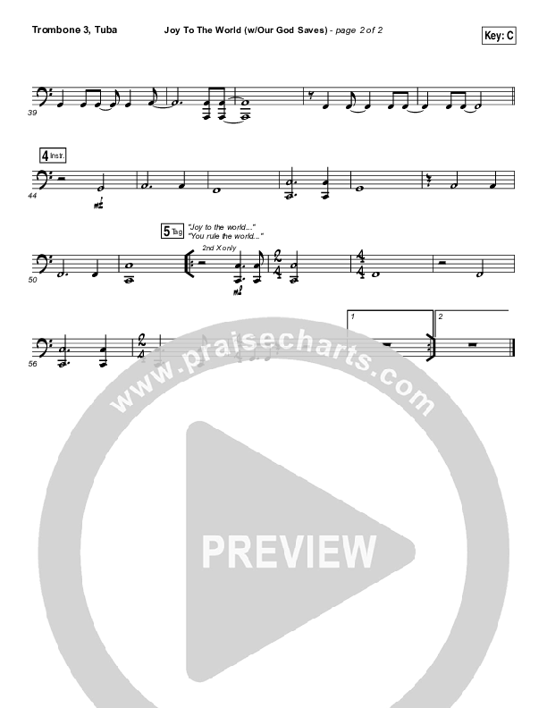 Joy To The World (Our God Saves) Trombone 3/Tuba (Paul Baloche)