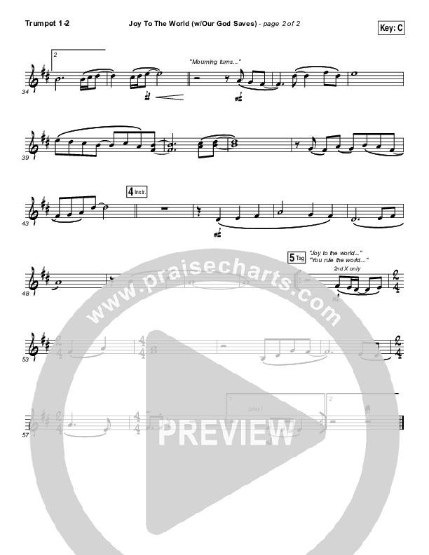 Joy To The World (Our God Saves) Trumpet 1,2 (Paul Baloche)