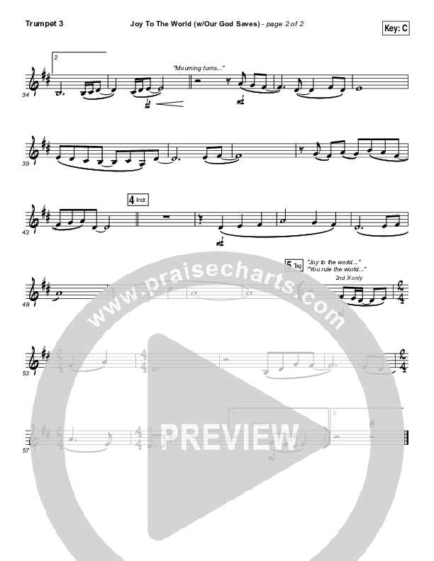 Joy To The World (Our God Saves) Trumpet 3 (Paul Baloche)