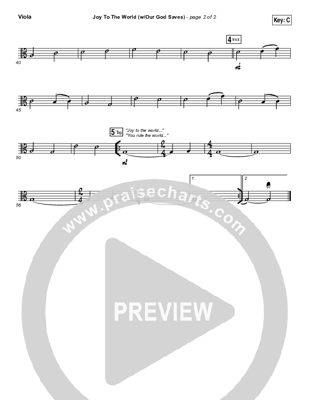 Joy To The World (Our God Saves) Viola (Paul Baloche)