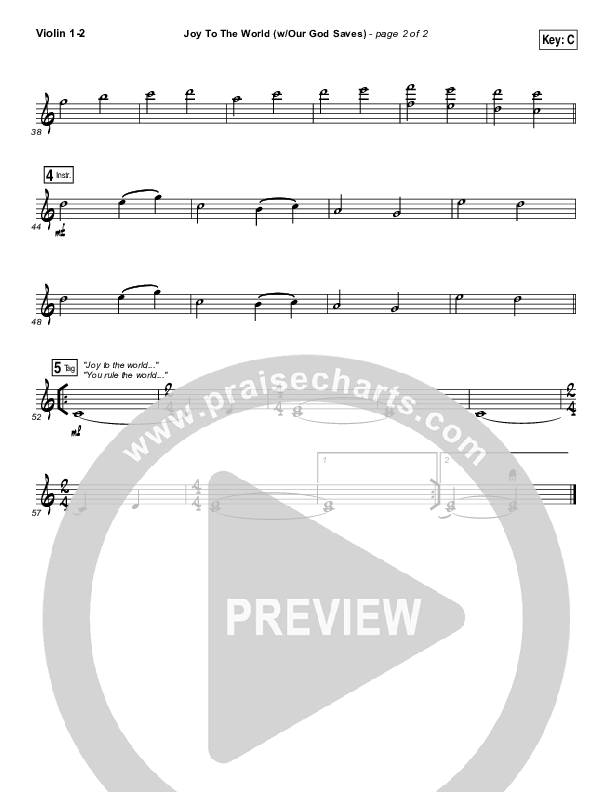 Joy To The World (Our God Saves) Violin 1/2 (Paul Baloche)