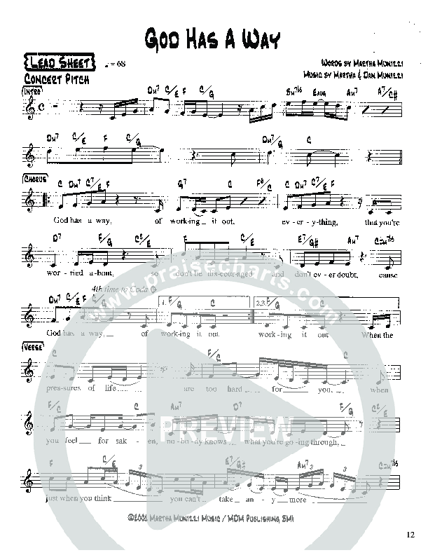 God Has A Way Lead Sheet (Martha Munizzi)
