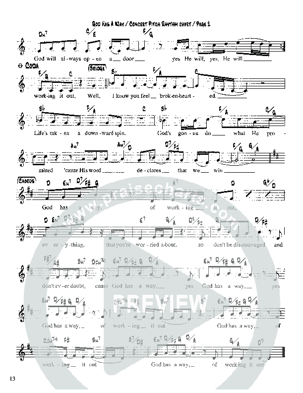 God Has A Way Lead Sheet (Martha Munizzi)