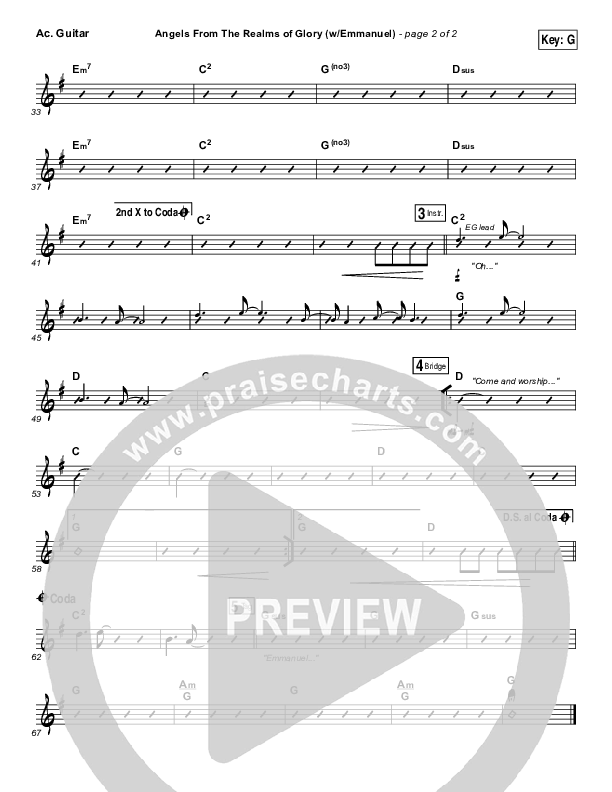 Angels From The Realms Of Glory (Emmanuel) Acoustic Guitar (Paul Baloche)