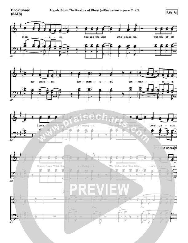 Angels From The Realms Of Glory (Emmanuel) Choir Sheet (SATB) (Paul Baloche)