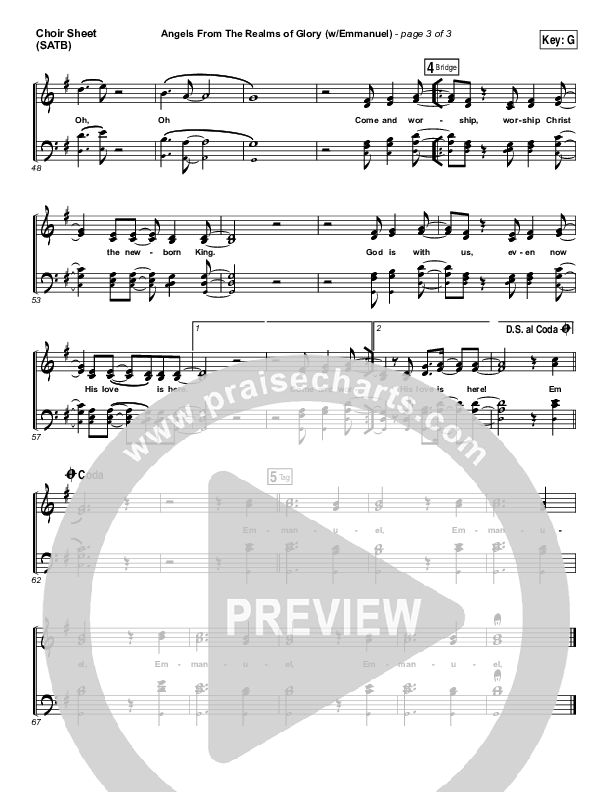 Angels From The Realms Of Glory (Emmanuel) Choir Sheet (SATB) (Paul Baloche)