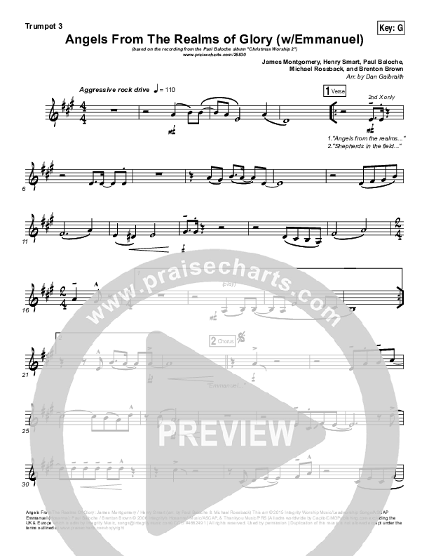 Angels From The Realms Of Glory (Emmanuel) Trumpet 3 (Paul Baloche)