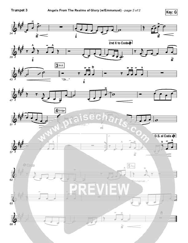 Angels From The Realms Of Glory (Emmanuel) Trumpet 3 (Paul Baloche)