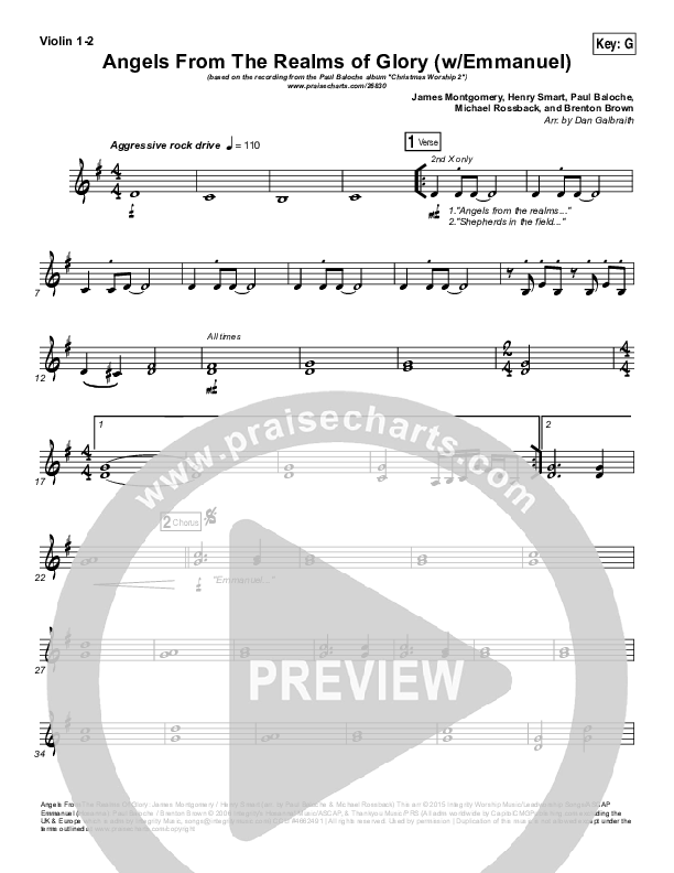 Angels From The Realms Of Glory (Emmanuel) Violin 1/2 (Paul Baloche)